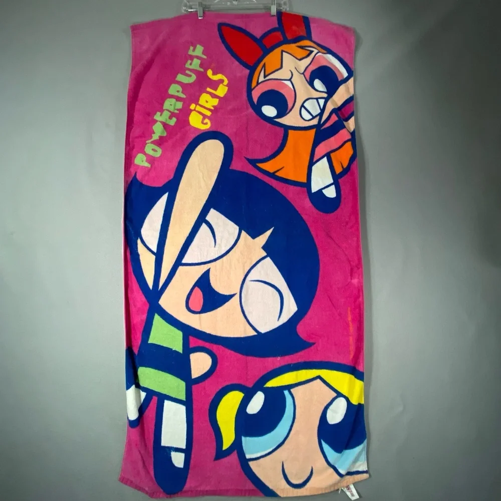 Vintage Powerpuff Girls Pink Beach Towel Cartoon Network